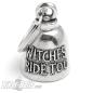 Preview: Witch on broom in front of full moon "Witches Ride Too" motorcyclists lucky charm