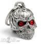 Preview: 3D Totenkopf mit Flammen und roten Augen Motorrad Glücksbringer Diamond Bell Geschenk