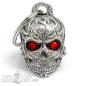 Preview: 3D Totenkopf mit Flammen und roten Augen Motorrad Glücksbringer Diamond Bell Geschenk