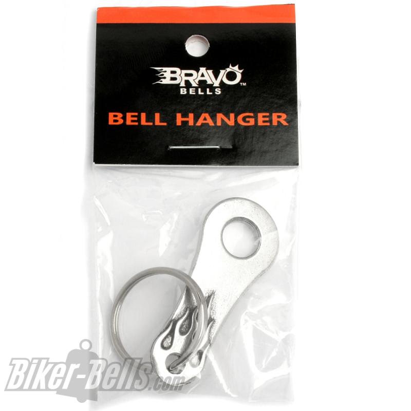 Feuriger Bell Hanger mit coolem Flammen-Motiv Biker-Bell Befestigung Halterung