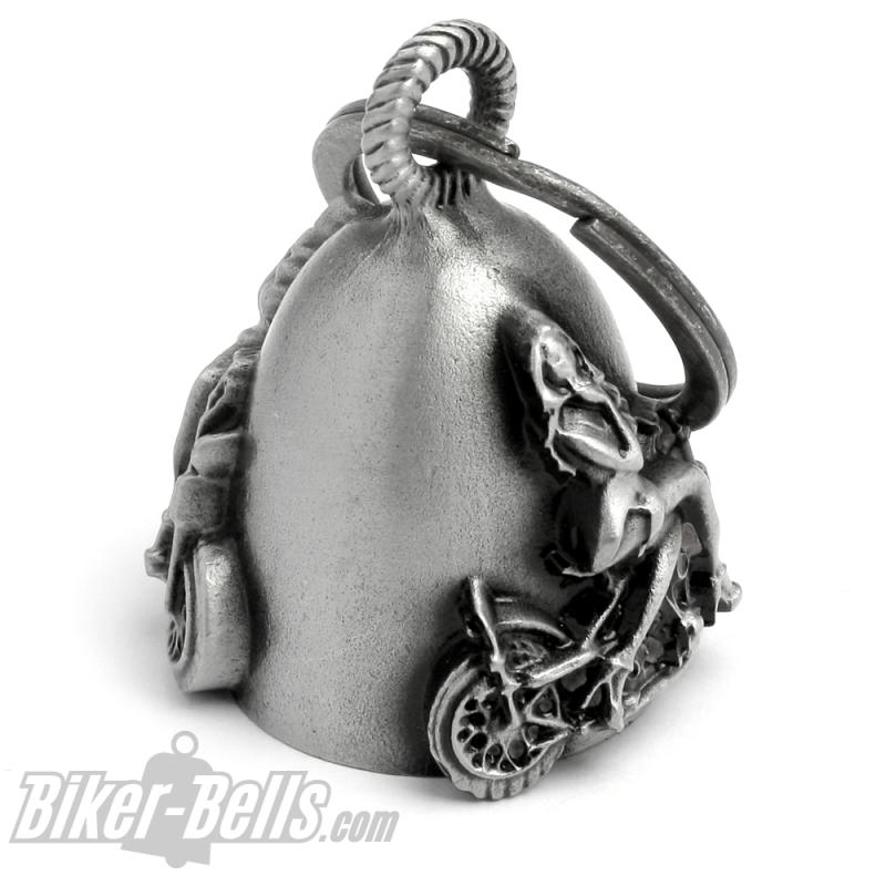 Sexy Lady on Motorcycle Detailed Dream Bell Rider Lucky Charm Gift for Bikers