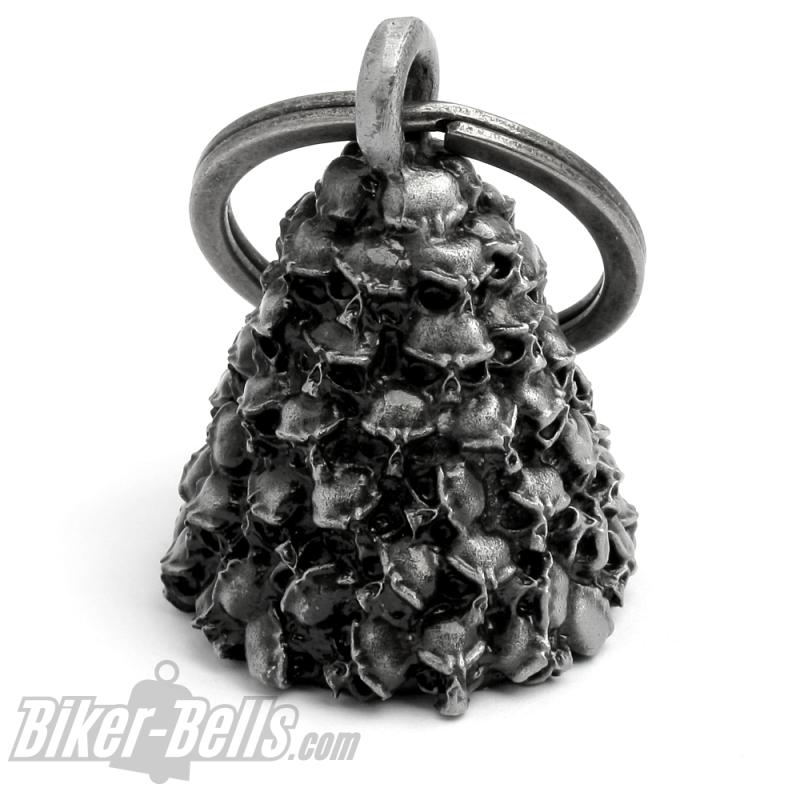 Skull Pile Biker Bell Cranium Stack Lucky Charm Gift for Chopper Riders