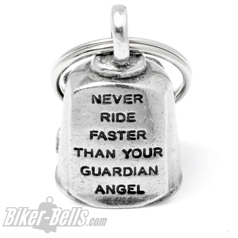 "Never Ride Faster Than Your Guardian Angel" Schutzengel Gremlin Bell Geschenk