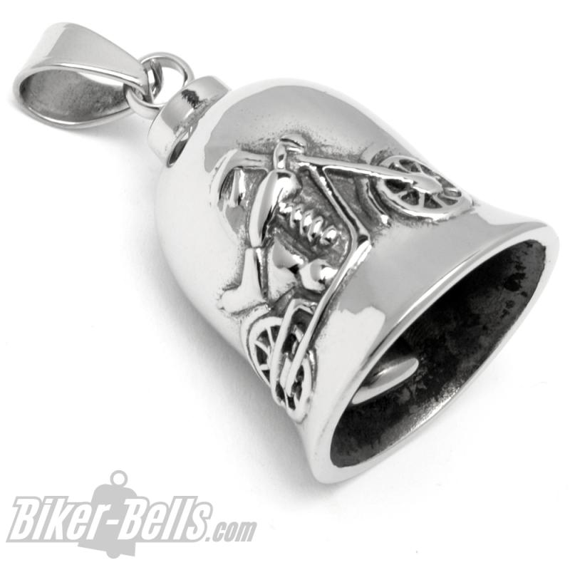 Biker Bell with Chopper Motorcycle silver polished stainless steel Road Bell