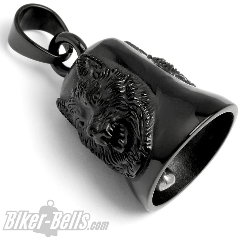 Black Wolf Biker-Bell made of high Quality Stainless Steel Motorcycle Lucky Charm