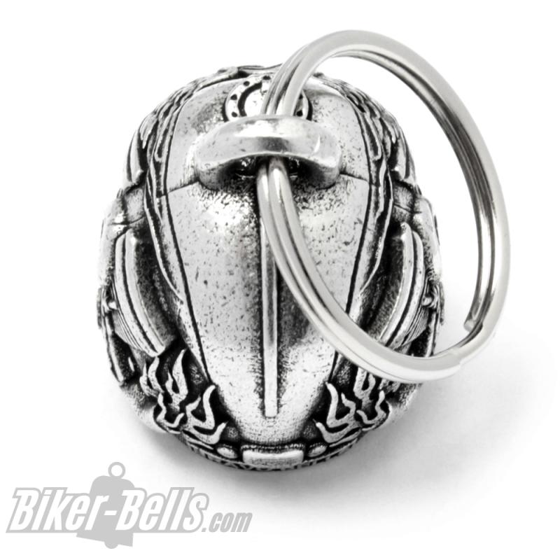 3D Motorhead Biker-Bell Totenkopf aus Motorradteilen mit Roten Terminator Augen