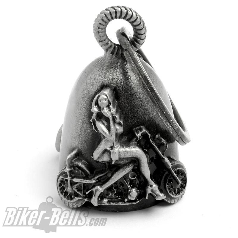 Sexy Lady auf Motorrad Detaillierte Dream Biker-Bell Glücksbringer Geschenk