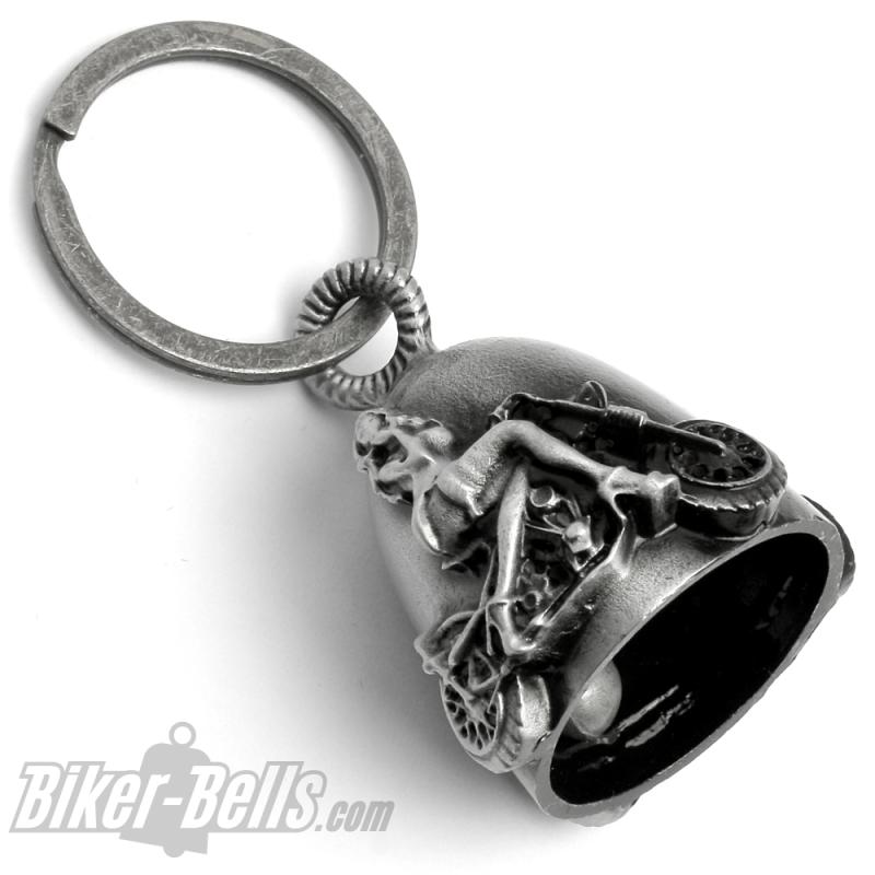 Sexy Lady on Motorcycle Detailed Dream Bell Rider Lucky Charm Gift for Bikers