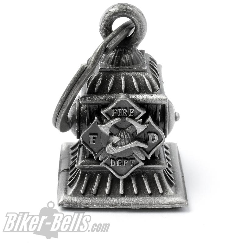 Fire department biker bell 3D hydrant with emblem fire station motorcyclist lucky bell