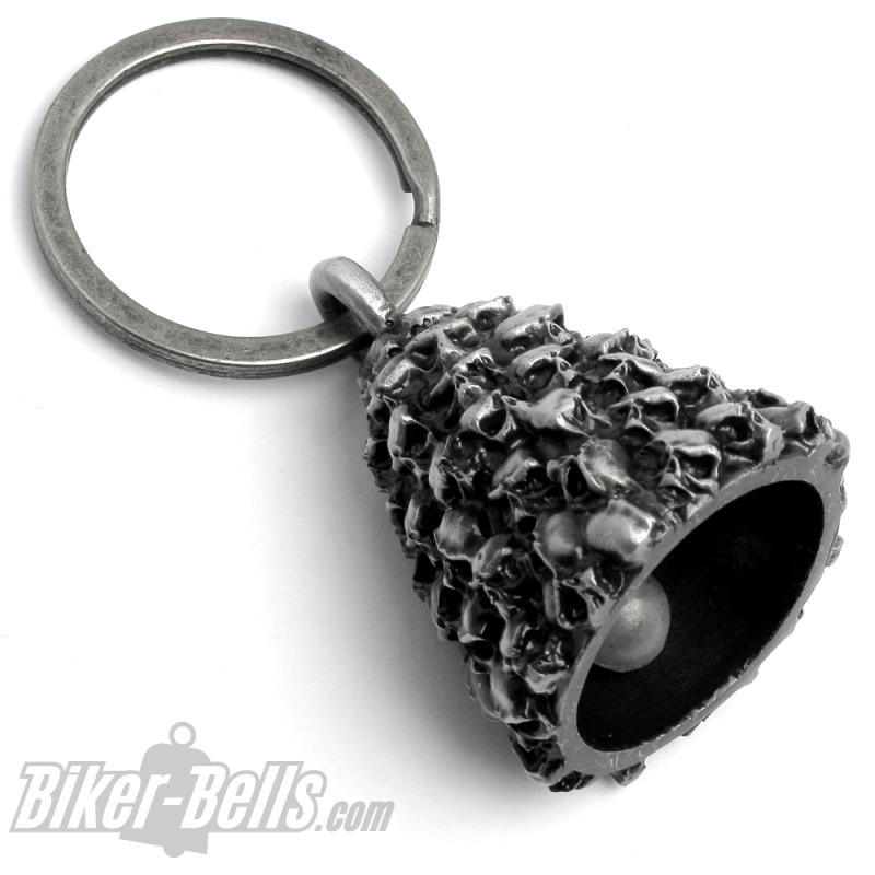 Skull Pile Biker Bell Cranium Stack Lucky Charm Gift for Chopper Riders