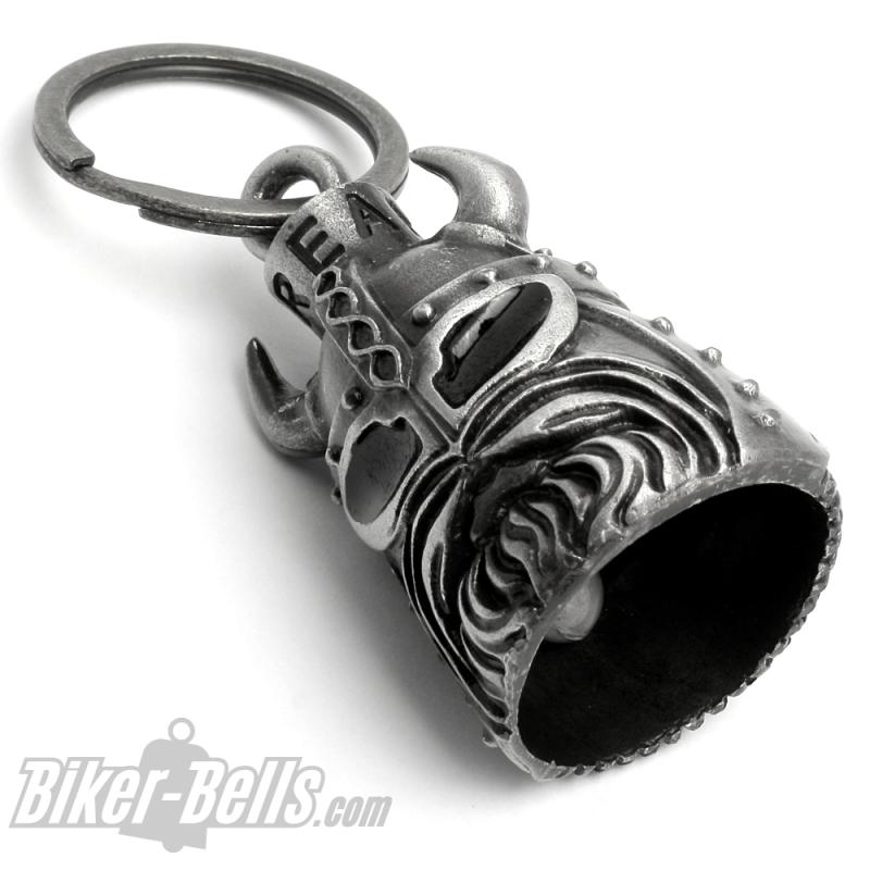 3D Viking with Beard and Helmet Detailed Biker Bell Motorcyclist Lucky Charm