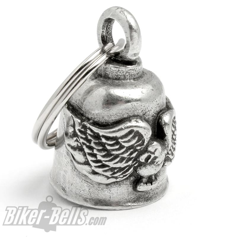 Adler Gremlin Bell mit ausgebreiteten Schwingen Motorrad-Glocke Glücksbringer