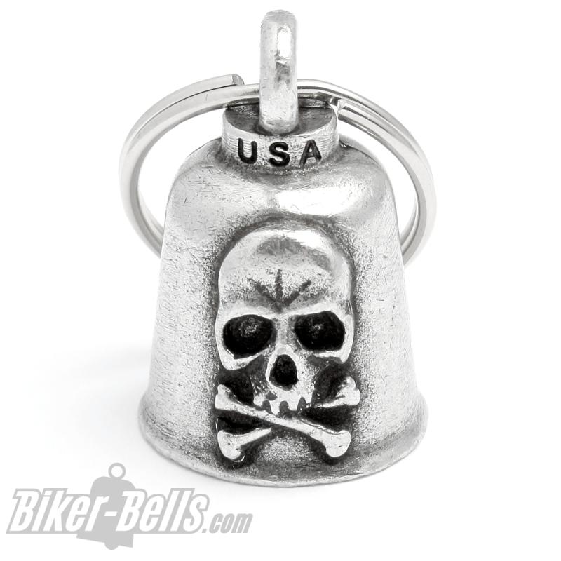 Totenkopf Gremlin Bell mit gekreuzten Knochen Motorrad-Glocke Glücksbringer Geschenk