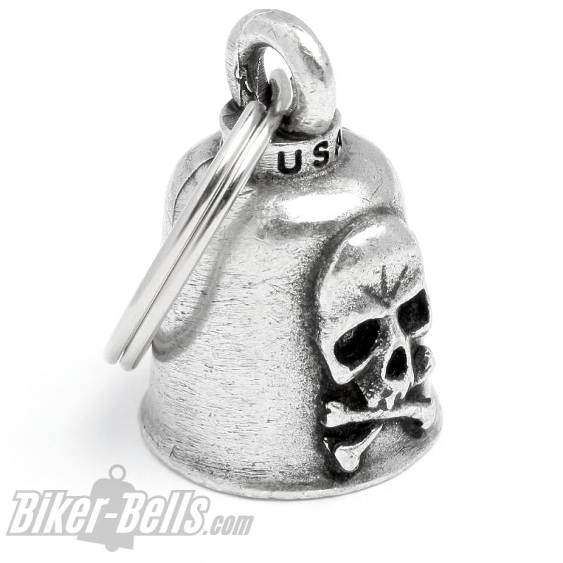 Totenkopf Gremlin Bell mit gekreuzten Knochen Motorrad-Glocke Glücksbringer Geschenk