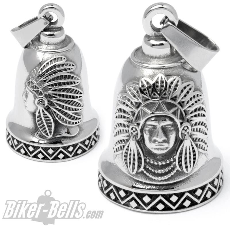 Indian Chief Biker Bell made of stainless steel lucky charm bell for motorcyclists