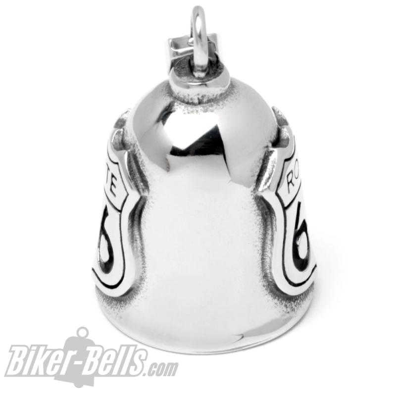 Route 66 Biker-Bell aus poliertem Edelstahl Motorrad Glücksbringer Geschenk