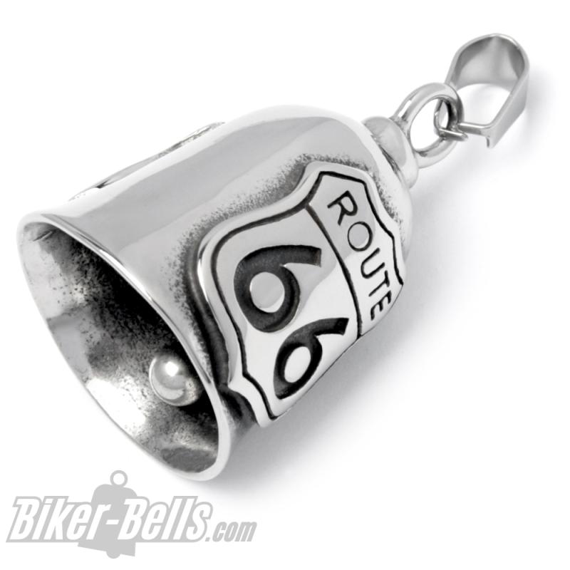 Route 66 Biker Bell made of polished stainless steel motorcycle lucky charm gift