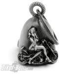 Sexy Lady on Motorcycle Detailed Dream Bell Rider Lucky Charm Gift for Bikers