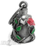 Biker-Bell mit Roter Rose und Herz Motorrad-Liebe Glücksbringer Biker Geschenkidee