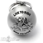 Live To Ride mit Biker auf Motorrad Ryder Ball Schutzglöckchen Biker-Bell Geschenk