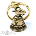 Mini Glocke mit chinesischem Sternzeichen Ziege Glücksbringer Messing Tibet Bell